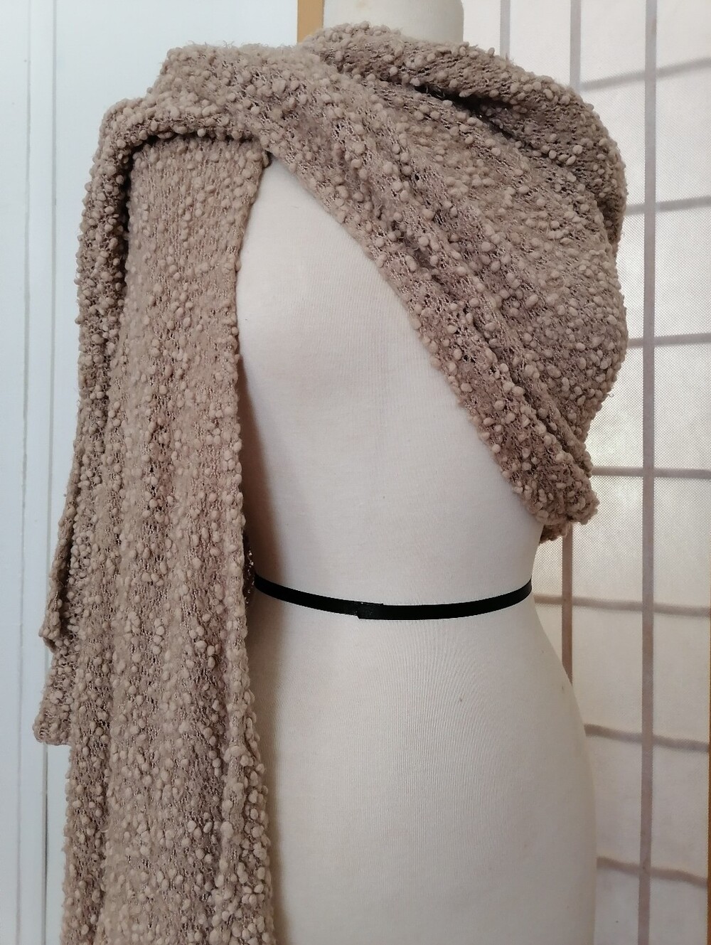 Cozy Bouclé Scarf Wrap in Taupe - oversized blanket scarf